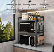 3-Tier Expandable & Height-Adjustable Microwave Stand Rack