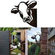 Metal Arts Garden Sculptures Farm Peeping Ornament Cow