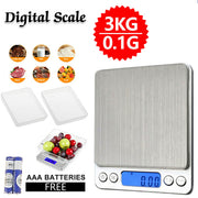 3kg 0.1g Digital Kitchen Food Scale Electronic Balance Postal Scale 2 Trays