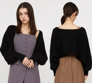 Designer Style Japanese Brand Royal Party Batwing Sleeve Cropped Shrug Knitted