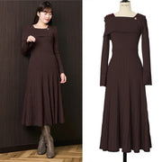 Designer Style Quality Brown Pleated Bodycon Sweater Dress Skirt Size 8