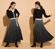 Quality Designer Style Elegant Super Stretchy Black with White Stripe Size 8