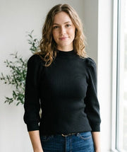 Designer Style Black Knit Sweater 3/4 Sleeve Top Casual Jumper Size 8