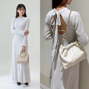 Designer Style Quality Chunky Ash White Backless Bodycon Sweater Dress Size 8