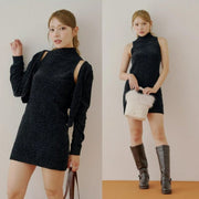 Quality Designer Japanese Brand Chico Black Bling Bling Sleeveless Size 8
