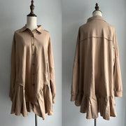Designer Style Entro Quality Khaki Oversized Asymmetrical Hem Autumn Size 16