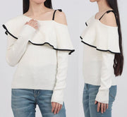 Designer Style Japanese Brand Off White with Black Trim Off the Shoulder Size 8