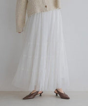 Designer Style Japanese Brand A part by White Pleated Full Mesh Covered Size 10