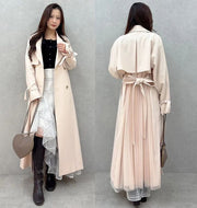 Japanese Brand Mercuryduo Loose Fit Beige Pink Mesh Back Belt Tie Trench Size 8