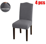 4pcs Grey Velvet Stretch Dining Chair Covers Removable Slipcovers Set of 4