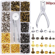 360pcs Leather Rivets Double Cap Metal Rivet Studs DIY Kit with Setting Tools