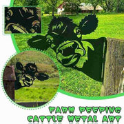 Metal Art Peeping Cow Steel Silhouette Garden Fence Sculpture Outdoor Yard Decor