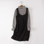 Maternity Breastfeeding Dress Shirt Top + Pinafore Skirt Set