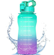 Giant 2L Half Gallon Water Bottle Motivational Time Marker Straw Gym Jug Green Purple