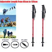 2pc Trekking Pole Hiking Stick Set Telescopic Aluminum Anti Shock Red