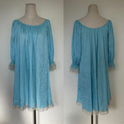 Vintage Lucie Ann Tulip Lace Trim Long Sleeve Nightgown