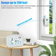 Wireless Digital Weather Station Thermometer Hygrometer Color LCD Clock - White
