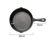 Heavy Duty Cast Iron Pan Skillet 26cm Steak Pancake Frypan Oven Campfire Safe