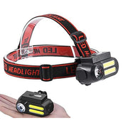 Super Bright LED 2 COB Headlamp 4 Modes USB Rechargeable Waterproof Headlight
