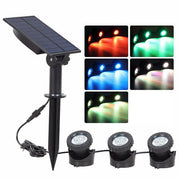 Garden Solar Light Outdoor RGB LED Spotlight Lights 3 Lamp Heads