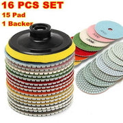 16pcs Diamond Polishing Pads 4 Inch 100mm Wet Dry Grit 50-10000 Marble Granite