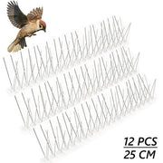 12Pcs Bird Spikes 3M Stainless Steel Polycarbonate Base Pigeon Cat Deterrent Kit