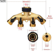 Brass 4 Way Garden Hose Tap Connector Adapter Garden Irrigation