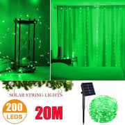 20M 200 LED Outdoor Solar String Lights Waterproof Copper Wire Fairy Lights