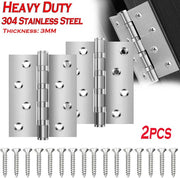 2pcs 4 Inch Stainless Steel 304 Door Hinges 3mm Ball Bearing Brushed
