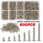 800pcs M2 Self Tapping Screws Assortment Kit 4-20mm Countersunk Phillips