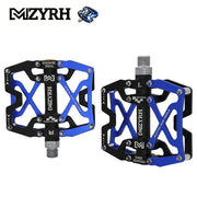 Mountain Bike Pedals CNC Aluminium 9/16 Sealed 3 Bearing Flat Pedals Blue