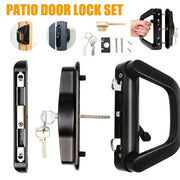 Sliding Patio Door Lock Handle Set with Key Reversible Glass Door Handle Black