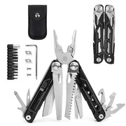 Folding Multi Tool Pocket Knife Pliers Screwdriver Bits Survival Tool Black