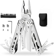Folding Multi Tool Pocket Knife Pliers Screwdriver Bits Survival Tool Silver