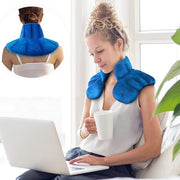 Microwavable Neck and Shoulder Heat Pad Hot Cold Compress Wrap Blue