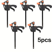 5pcs Quick Release Ratchet Bar Clamps 10cm Woodworking F Clamp Set