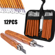 Wood Carving Hand Chisel Set - Carbon Steel Chisels with Case & Stone