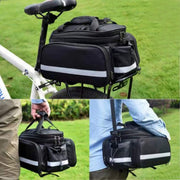 Rear Bike Pannier Bag Waterproof Trunk Carrier Shoulder Bag Reflective Black