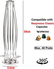 Coffee Pod Holder 40 Rotating Nespresso Capsules Tower Display Rack