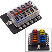 12-Way Blade Fuse Box Block - Waterproof 12V-32V Fuse Holder