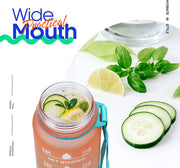1L 32oz Motivational Water Bottle Time Marker Straw Gym Drink Bottle Orange Green