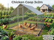 Metal Chicken Coop Walk-In Run 3m x 2m x 2m - 25mm Galvanised Steel Poultry Cage