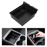 Black car center console organizer tray for vehicle storage compartment