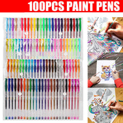 Set of 100 colorful paint pens for art and coloring activities.