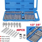 40-piece impact driver socket set in a blue storage case for heavy-duty mechanical work