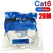 White 20m Cat6 Ethernet network cable for 1000Mbps high-speed internet connection