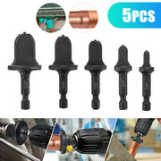 Set of 5 black copper pipe deburring tools in various sizes from 1/4 to 3/4 inch.
