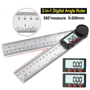 2-in-1 digital angle ruler with 360 degree measurement and 0-200mm metric scale