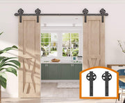 Barn double Door Hardware Large Wheel 3 M Sliding Track Black Antique - Paktec.nz