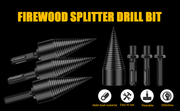 Set of black mold steel firewood splitter drill bits for effortless wood splitting.